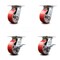 Service Caster 5 Inch Red Poly on Cast Iron Swivel Caster Set with Roller Bearings 2 Brakes SCC-35S520-PUR-RS-2-SLB-2 - alternate 1